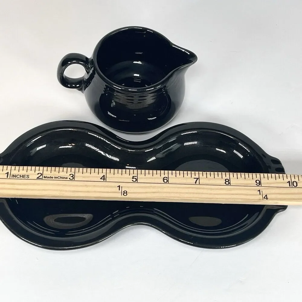Homer Laughlin Fiesta USA Black Creamer & Underplate Tray Dish Fiesta ware